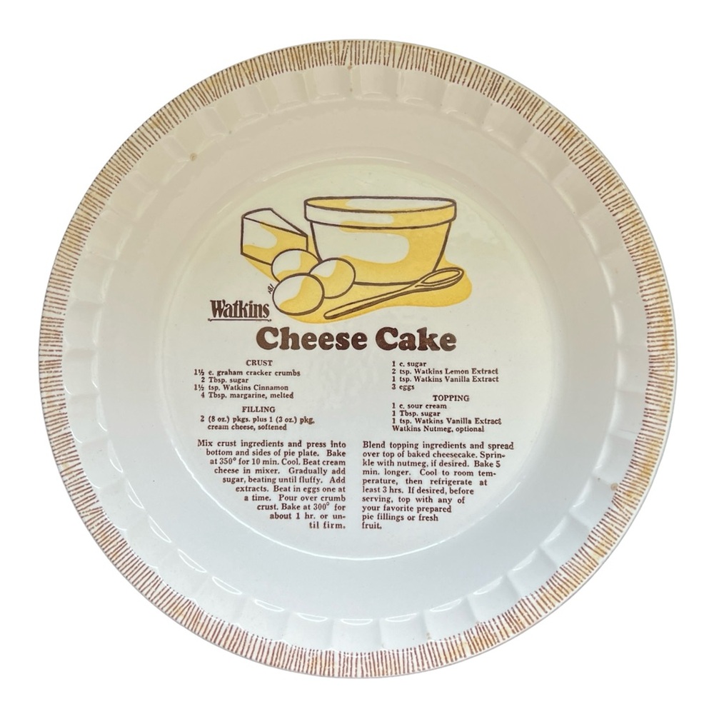 Watkins Vintage 1981 Chicken Pot Pie Recipe Plate Deep Dish Bakeware Ceramic 11"